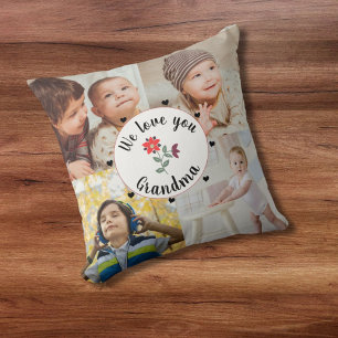 We love you Grandma 4 personalized photos keepsake Throw Pillow