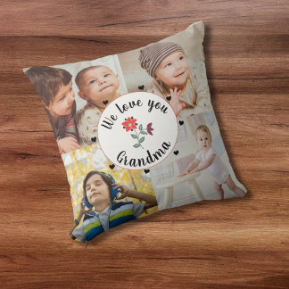 We love you Grandma 4 personalized photos keepsake Throw Pillow