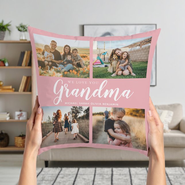 We Love You Grandma 4 Photo Collage Throw Pillow (Creator Uploaded)