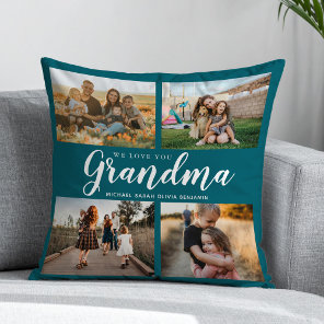 We Love You Grandma 4 Photo Collage Throw Pillow