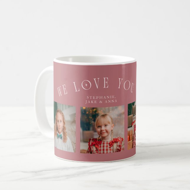 We Love You Grandma 4-Photo Pink Coffee Mug (Front Left)