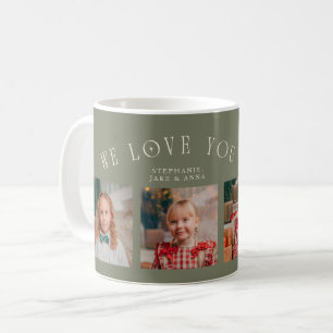 We Love You Grandma 4-Photo Sage Green Coffee Mug