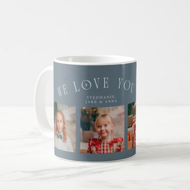 We Love You Grandma 4-Photo Slate Blue Coffee Mug (Front Left)