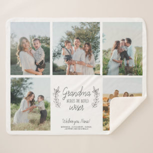 We love you grandma 5 photo collage personalized sherpa blanket