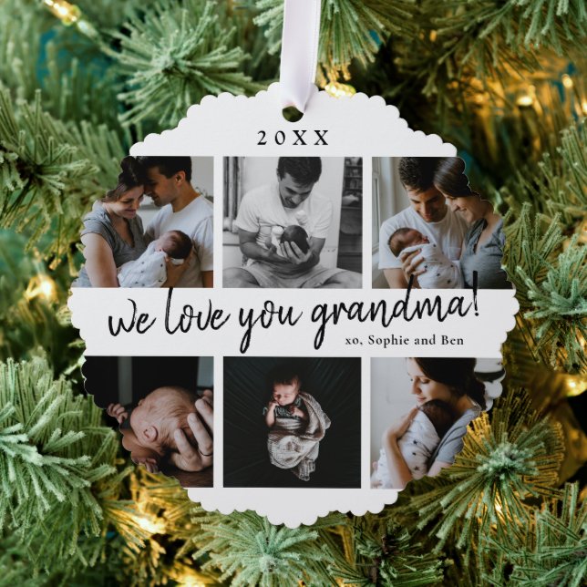 We love you grandma 6 photo collage ornament card (Insitu (Tree))