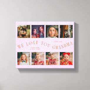 We Love You Grandma 8 Photo Grid Orange Pink Canvas Print