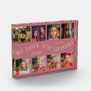 We Love You Grandma 8 Photo Grid Pink Acrylic Award