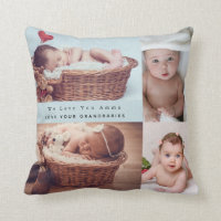 We Love You Grandma (add her title) Photo Collage Throw Pillow