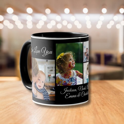 We Love You Grandma  Black 5 Photo Collage Mug
