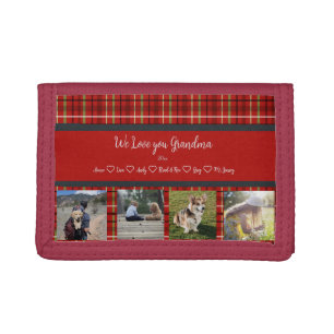 We Love You, Grandma Custom 4 Photo Grid Tri-fold Wallet