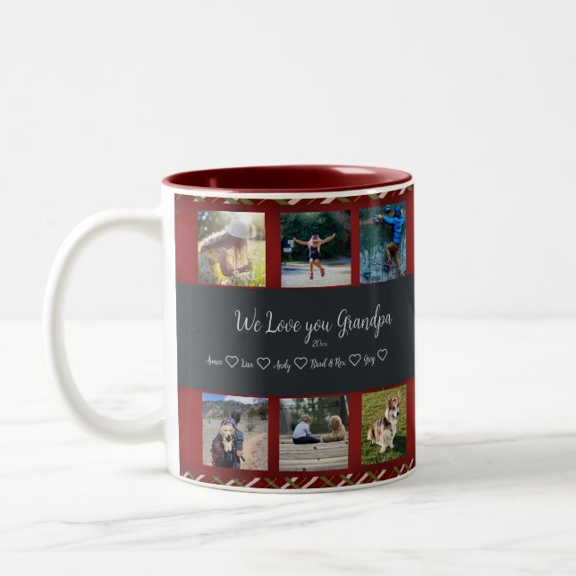  We Love You, Grandma Custom 6 Photo Grid    Two-T Two-Tone Coffee Mug (Left)