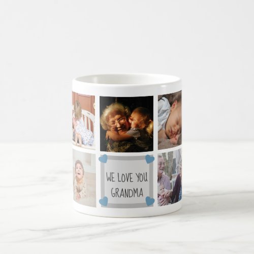 We love you grandma custom family photo collage coffee mug