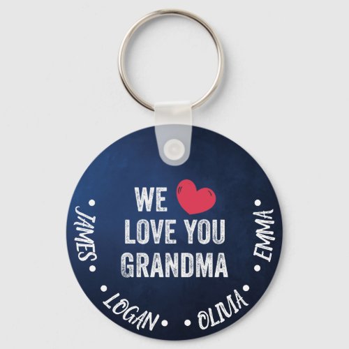 We love you Grandma Custom Names Keychain