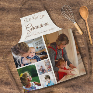 We Love You Grandma   Custom Off-White 5 Photo Apron