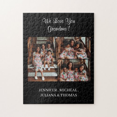 We love you Grandma Custom Photo Collage Script Jigsaw Puzzle