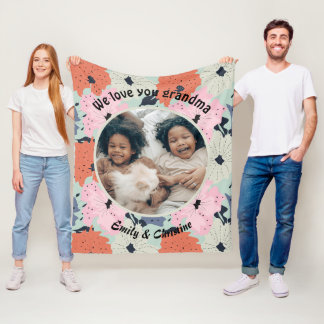 We love you grandma custom photo Fleece Blanket