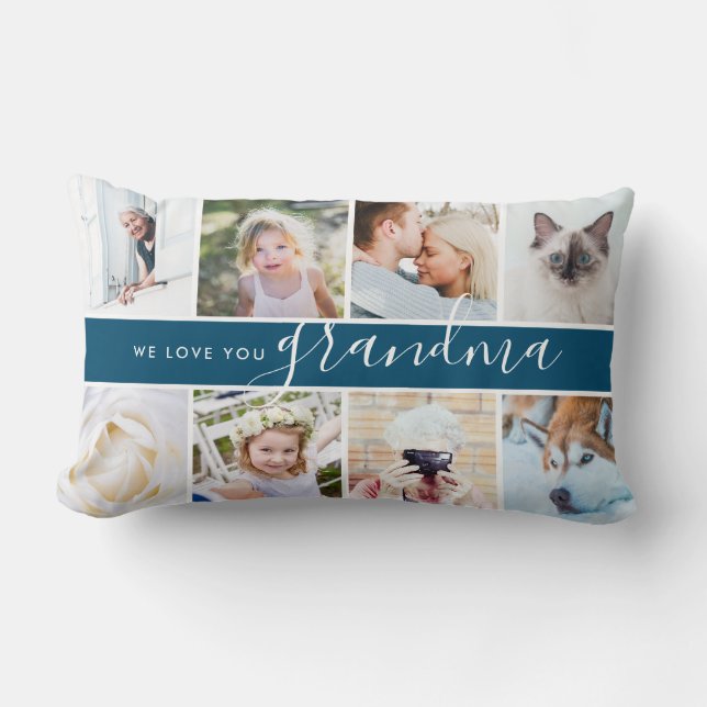 We love you Grandma! Custom Photo Gift Lumbar Pillow (Front)
