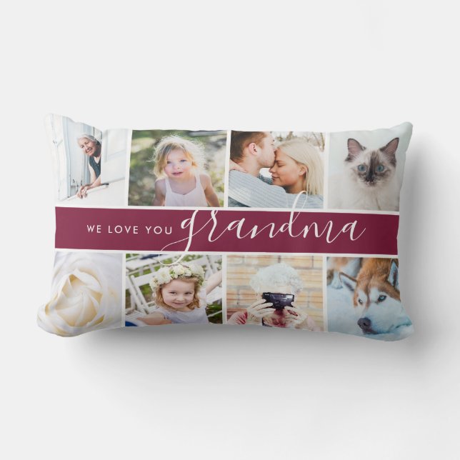 We love you Grandma! Custom Photo Gift Lumbar Pillow (Front)