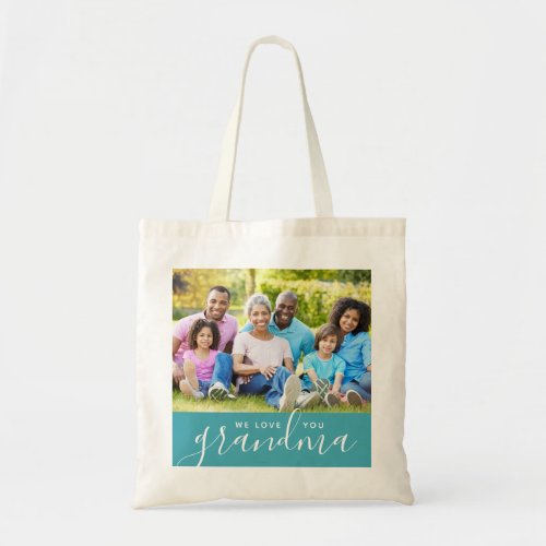 We Love You Grandma Custom Photo Mothers Day Gift Tote Bag