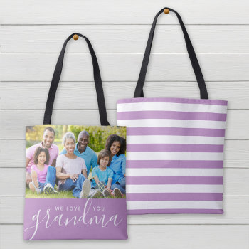 We Love You Grandma Custom Photo Mother's Day Gift Tote Bag by UniquePhotoGifts at Zazzle