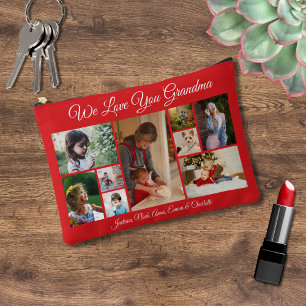 We Love You Grandma   Custom Red 9 Photo Accessory Pouch