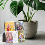 We Love You Grandma Cute Custom Kids Collage Photo Plaque<br><div class="desc">This cute,  custom granddaughters photo plaque for a grandmother features a modern layout of 4 grandkids photos on a white background with pretty lilac purple typography reading We Love You Grandma. This beautiful grandchildren photo gift features your own photograph collage surrounding your personalized message and names.</div>