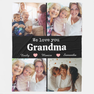 We love you grandma elegant script 4photo keepsake fleece blanket