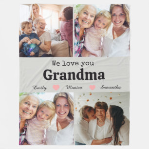 We love you grandma elegant script 4photo keepsake fleece blanket