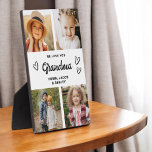 We Love You Grandma Family Modern Photo Collage Plaque<br><div class="desc">The Grandma We Love You Heart Modern Photo Collage Plaque is a touching and personalized gift that showcases your love for your grandmother. This beautifully designed plaque features a heart-shaped photo collage, allowing you to add your favorite family pictures in a modern and stylish layout. The heartfelt "We Love You,...</div>