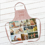 WE LOVE YOU GRANDMA Family Photo Collage Pink Apron<br><div class="desc">We love you Grandma! Perfect gift for Mother's Day,  Birthday,  or the Holidays: A modern,  sweet apron customized with ten of your personal favorite photos as well as a message,  names for the best grandmother ever. This is the dusty pink and white striped version.</div>