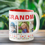 We love you Grandma Flowers 5 Photos Keepsake Two-Tone Coffee Mug<br><div class="desc">Cute We love you Grandma Flowers 5 Photos Keepsake Two-Tone Coffee Mug. Hand-drawn flowers in beautiful spring colors and 5 photos of grandchildren. The text We love you Grandma is in modern and trendy black script and red bold font. Create your own personalized gift for a grandmother for Mother`s Day,...</div>