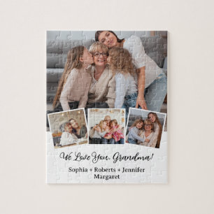 "We Love You, Grandma" Gift with Custom Photos Jigsaw Puzzle