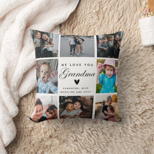 We Love You Grandma Grandchildren 8 Photos Names Throw Pillow