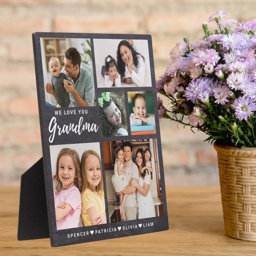 We Love You Grandma Grandkids 6 Photo Chalkboard Plaque