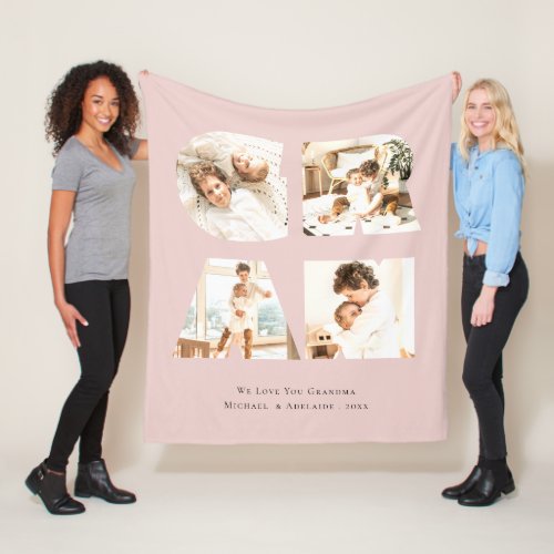 We Love You Grandma Grandmother Gran Photo Collage Fleece Blanket