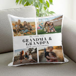 We Love You Grandma & Grandpa 4 Photo Collage Throw Pillow<br><div class="desc">Say we love you to grandma & grandpa this holiday season with a personalized Christmas gift throw pillow featuring 4 of your favorite photos and grandchildren kids names and . All text in this design is editable so you can add your own message or text. Available in a variety colors,...</div>