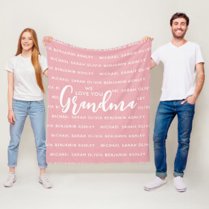 We Love You Grandma Kids Names Fleece Blanket
