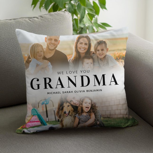 We Love You Grandma Personalized 2 Photo Throw Pillow (Creator Uploaded)