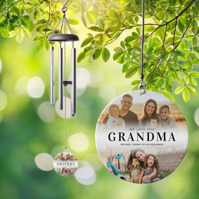 We Love You Grandma Personalized 2 Photo Wind Chime (Creator Uploaded)
