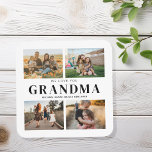 We Love You Grandma Personalized 4 Photo Collage Beverage Coaster<br><div class="desc">Say we love you to grandma with a personalized gift coasters featuring 4 of your favorite photos and grandchildren kids names. All text in this design is editable so you can add your own message or text. Available in a variety colors,  styles and products.</div>