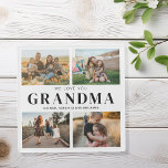We Love You Grandma Personalized 4 Photo Collage Glass Coaster<br><div class="desc">Say we love you to grandma with a personalized gift coasters featuring 4 of your favorite photos and grandchildren kids names and . All text in this design is editable so you can add your own message or text. Available in a variety colors,  styles and products.</div>