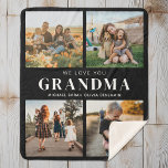 We Love You Grandma Personalized 4 Photo Collage Sherpa Blanket<br><div class="desc">Say we love you to grandma this holiday season with a personalized Christmas gift blanket featuring 4 of your favorite photos and grandchildren kids names and . All text in this design is editable so you can add your own message or text. Available in a variety colors, styles and products....</div>