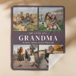 We Love You Grandma Personalized 4 Photo Collage Sherpa Blanket<br><div class="desc">Say we love you to grandma this holiday season with a personalized Christmas gift blanket featuring 4 of your favorite photos and grandchildren kids names and . All text in this design is editable so you can add your own message or text. Available in a variety colors, styles and products....</div>