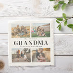 We Love You Grandma Personalized 4 Photo Collage Stone Coaster<br><div class="desc">Say we love you to grandma with a personalized gift stone coasters featuring 4 of your favorite photos and grandchildren kids names and . All text in this design is editable so you can add your own message or text. Available in a variety colors,  styles and products.</div>