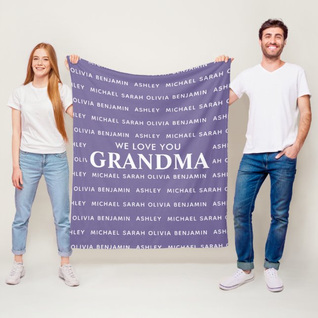 We Love You Grandma Personalized Kids Names Fleece Blanket (In Situ)