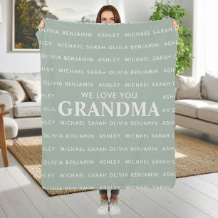 We Love You Grandma Personalized Kids Names Fleece Blanket