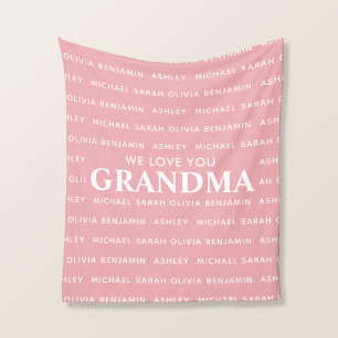 We Love You Grandma Personalized Kids Names Fleece Blanket