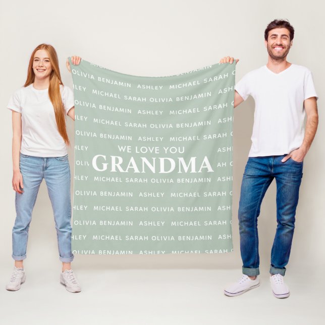 We Love You Grandma Personalized Kids Names Fleece Blanket (In Situ)
