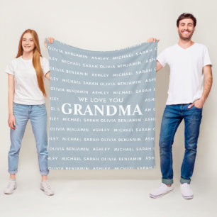 We Love You Grandma Personalized Kids Names Fleece Blanket