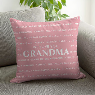 We Love You Grandma Personalized Kids Names Throw Pillow